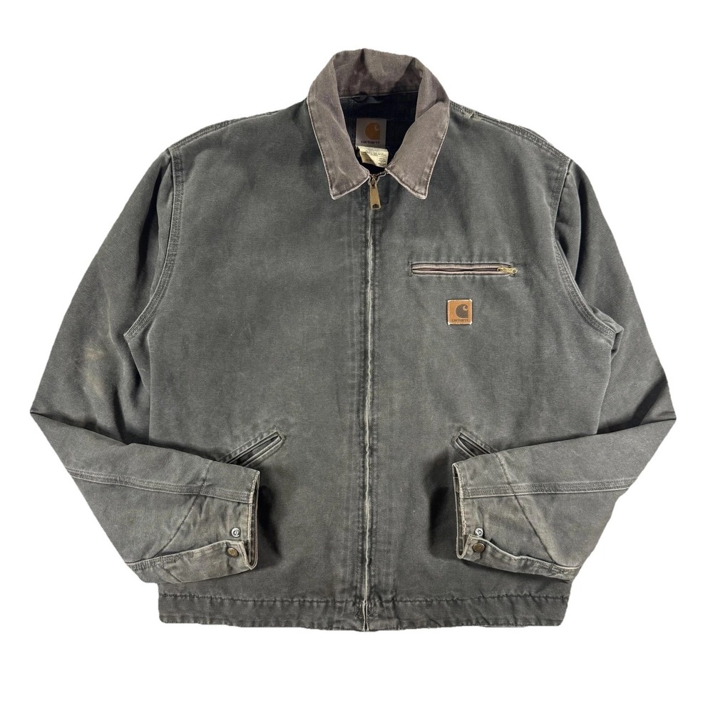 Vintage Carhartt Jacket Mens LT Green Canvas Blanket Lined Bomber USA J97MOS